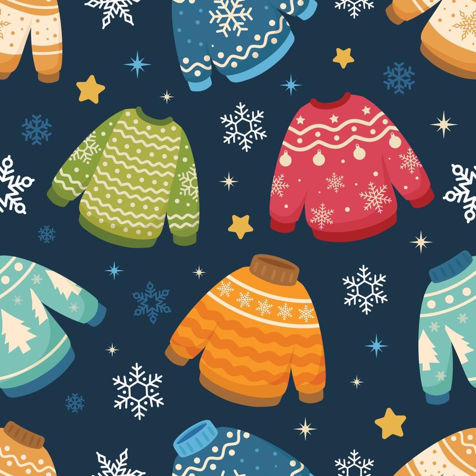 Ugly Sweater For  Christmas Holiday Seamless Pattern vector