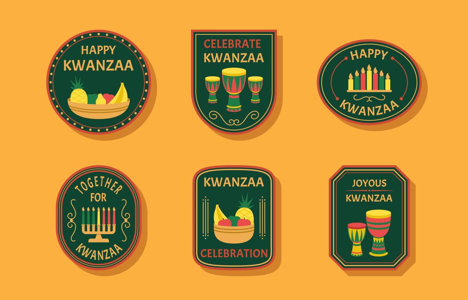 colección de insignias kwanzaa vector