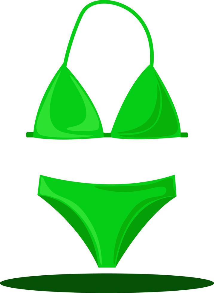 Green swimsuit, illustration, vector on white background.