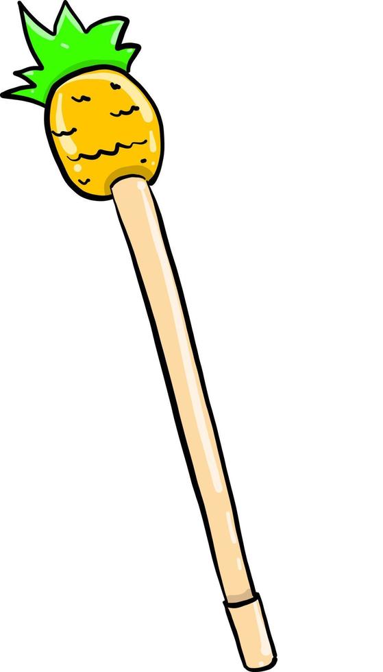Pineapple pen, illustration, vector on white background