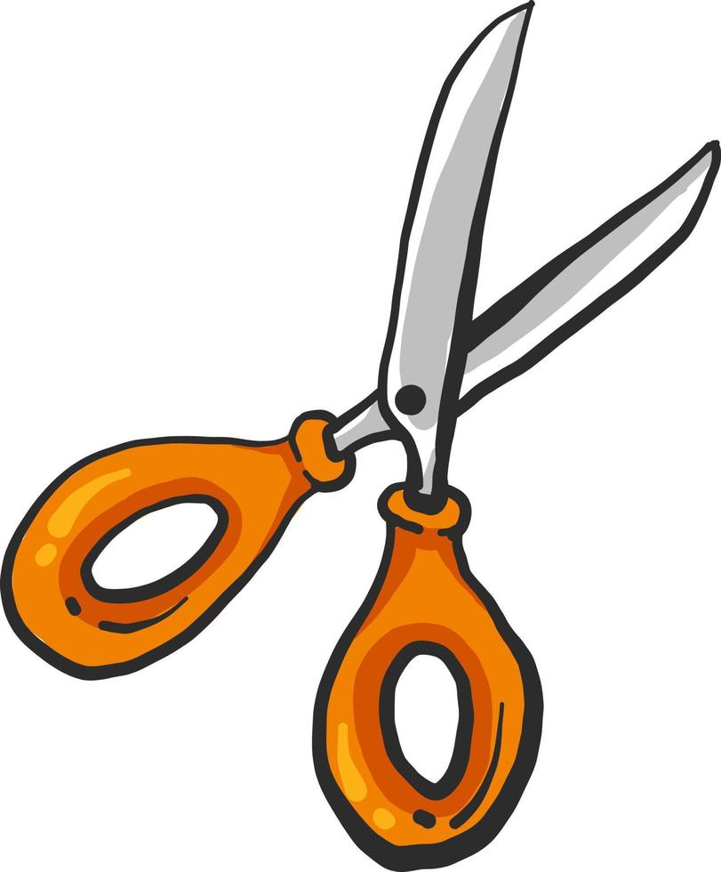 Orange scissors, illustration, vector on white background