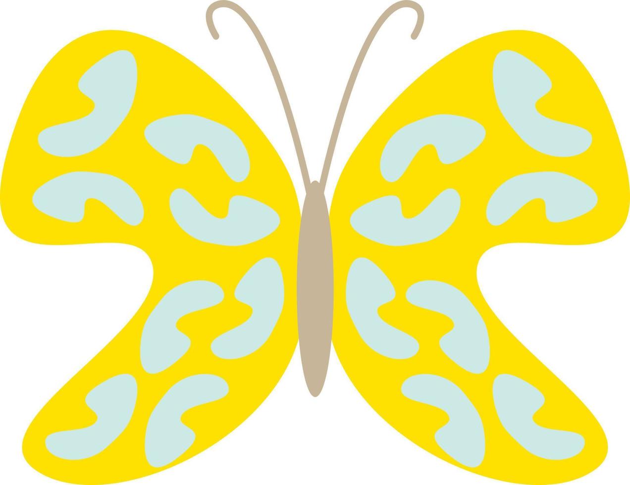Yellow butterfly with blue stripes, illustration, vector, on a white background. vector