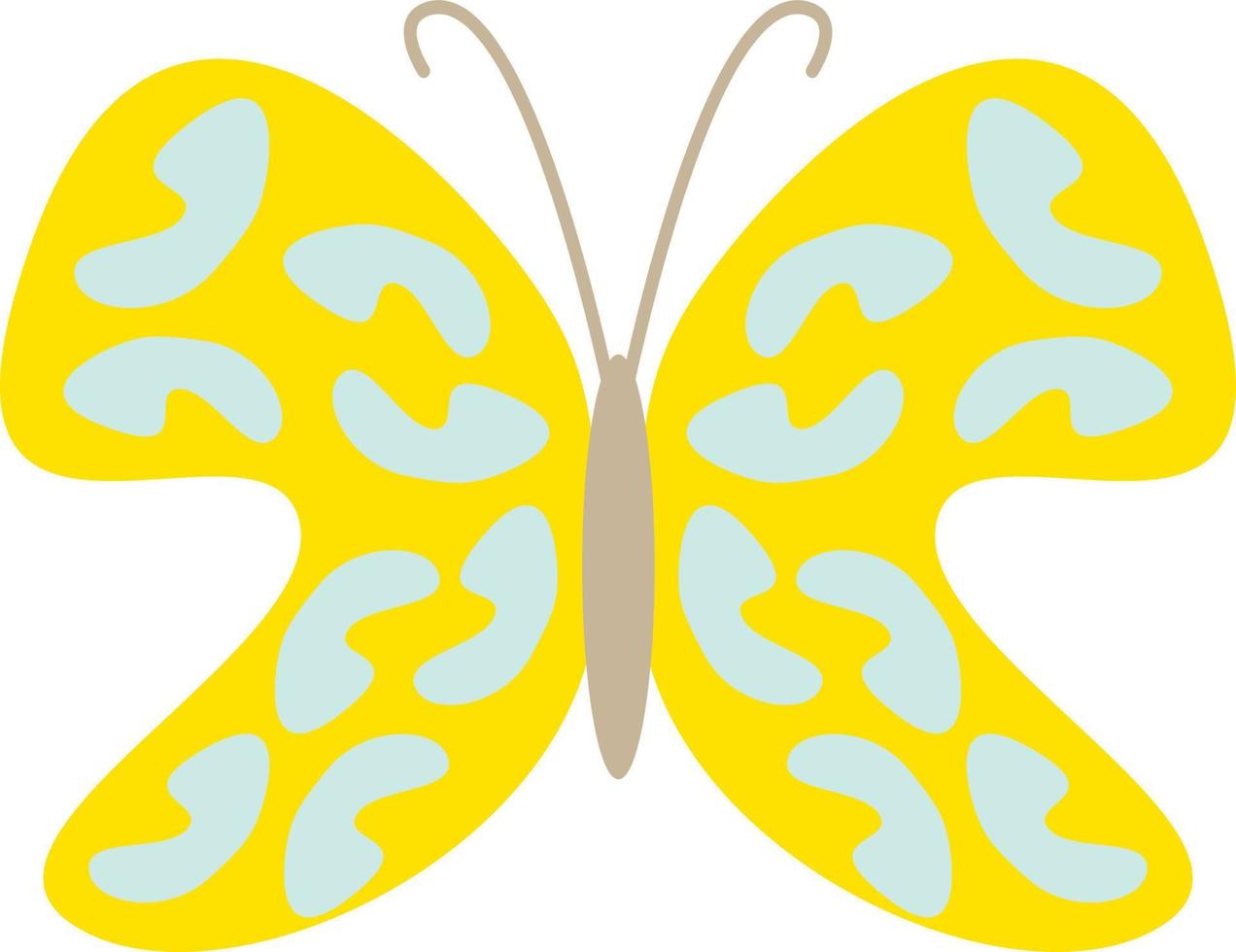 Yellow butterfly with blue stripes, illustration, vector, on a white background. vector