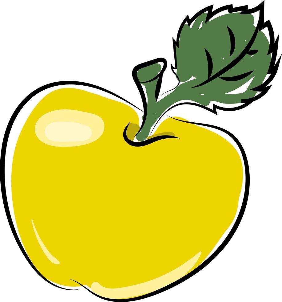 manzana amarilla, ilustración, vector sobre fondo blanco.