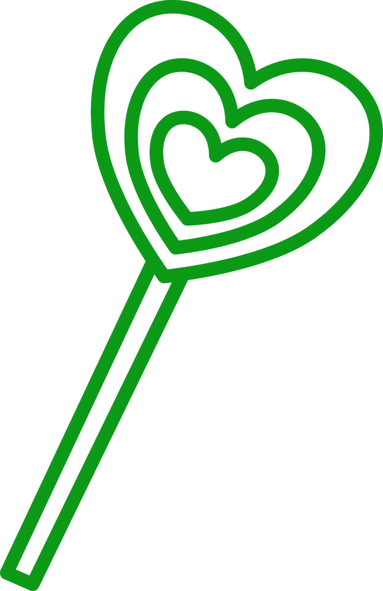 Green heart lolipop, illustration, vector, on a white background