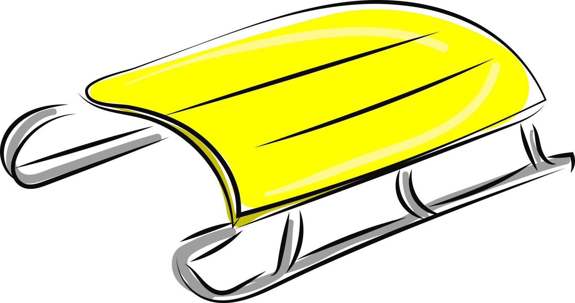 Yellow winter sled, illustration, vector on white background.