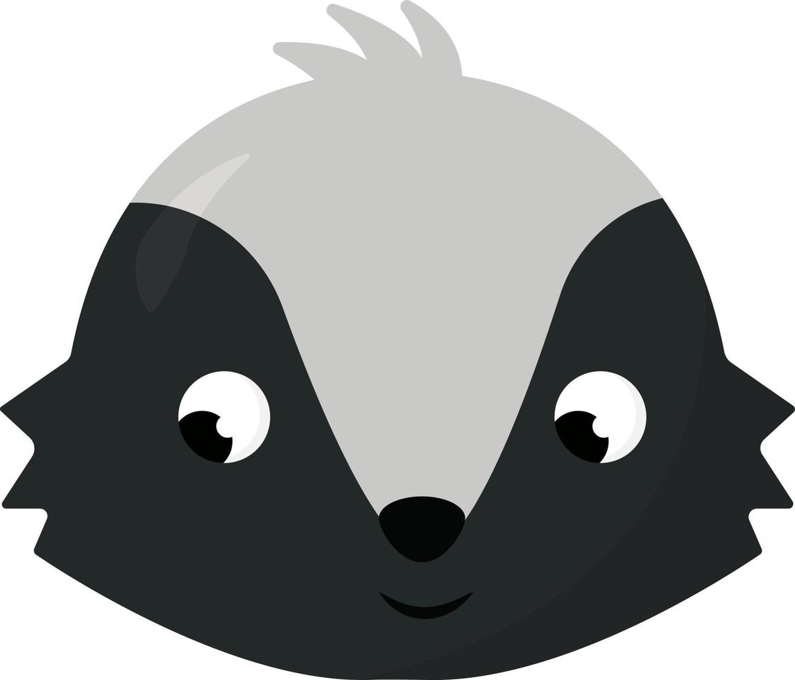 Skunk head, illustration, vector on white background.