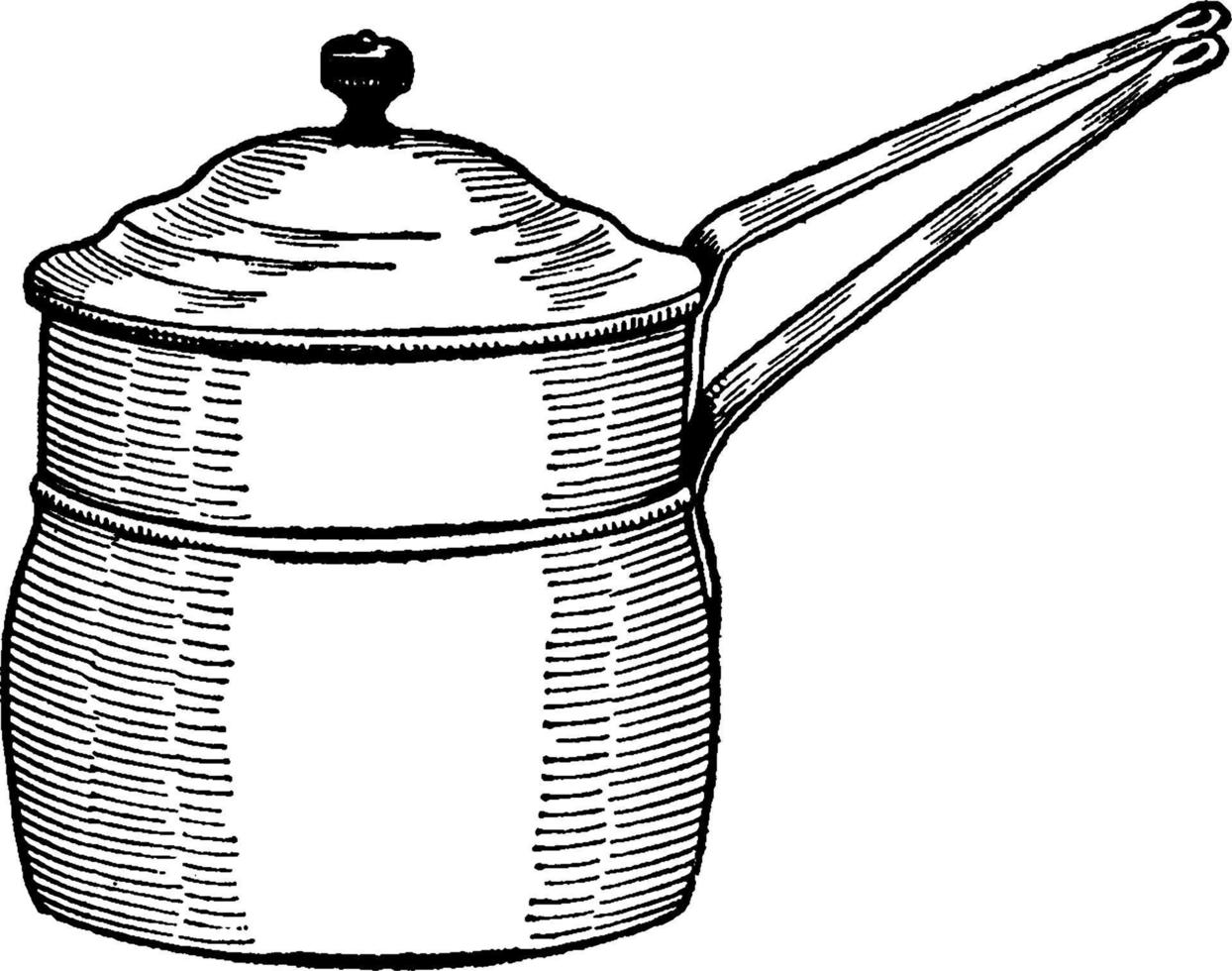 Double Boiler, vintage illustration. vector