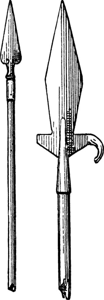 lanzas de caza de la ilustración vintage del siglo XV o XVI. vector
