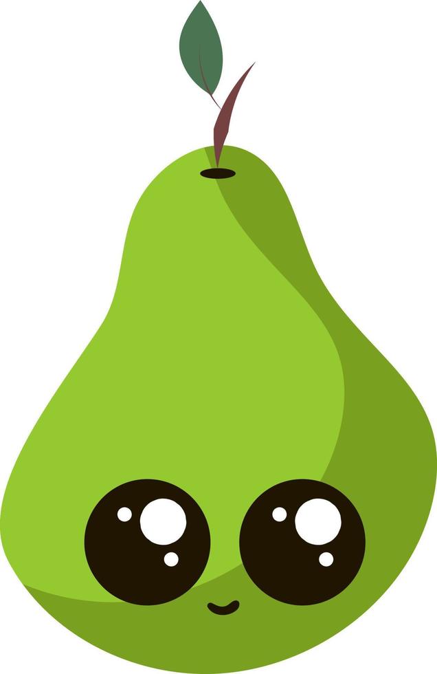 Cute green pear, illustration, vector on white background.
