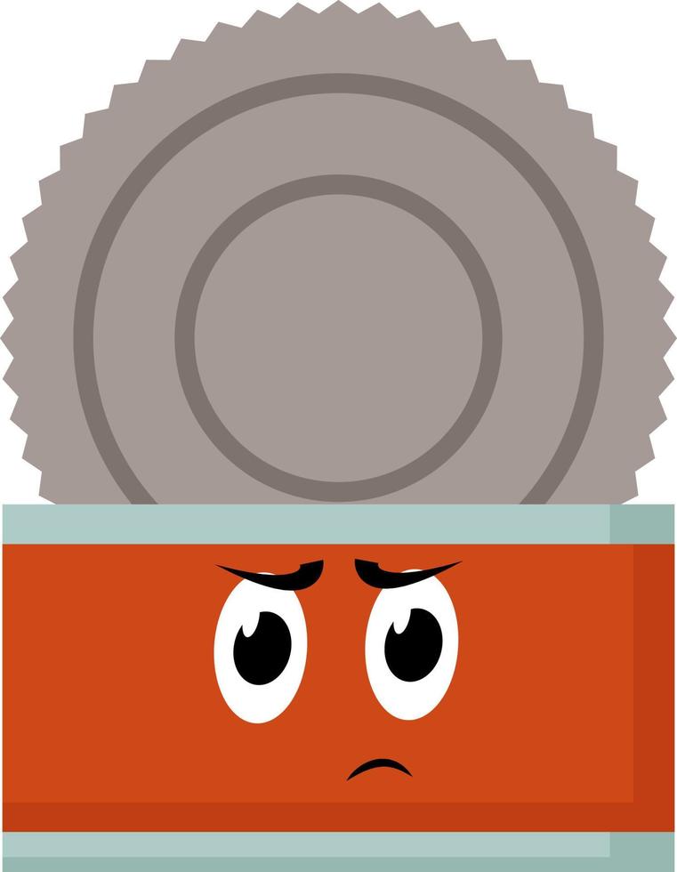Angry can of food, illustration, vector on white background.