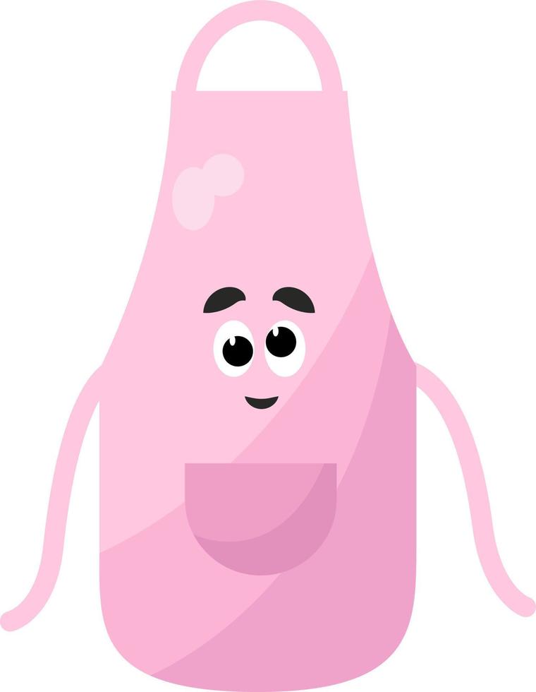 Pink apron with eyes, illustration, vector on white background