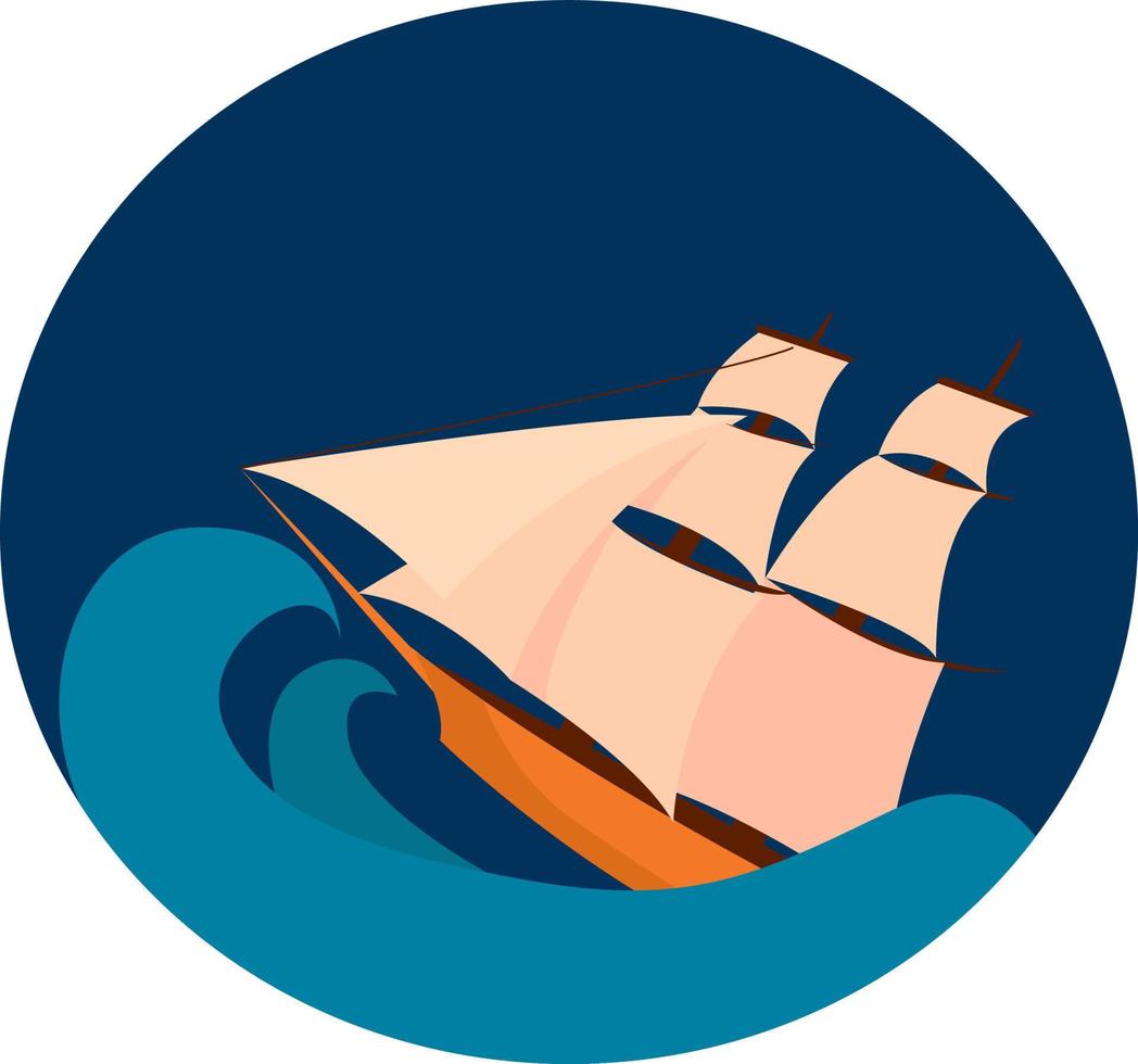 Shipwreck, illustration, vector on white background.