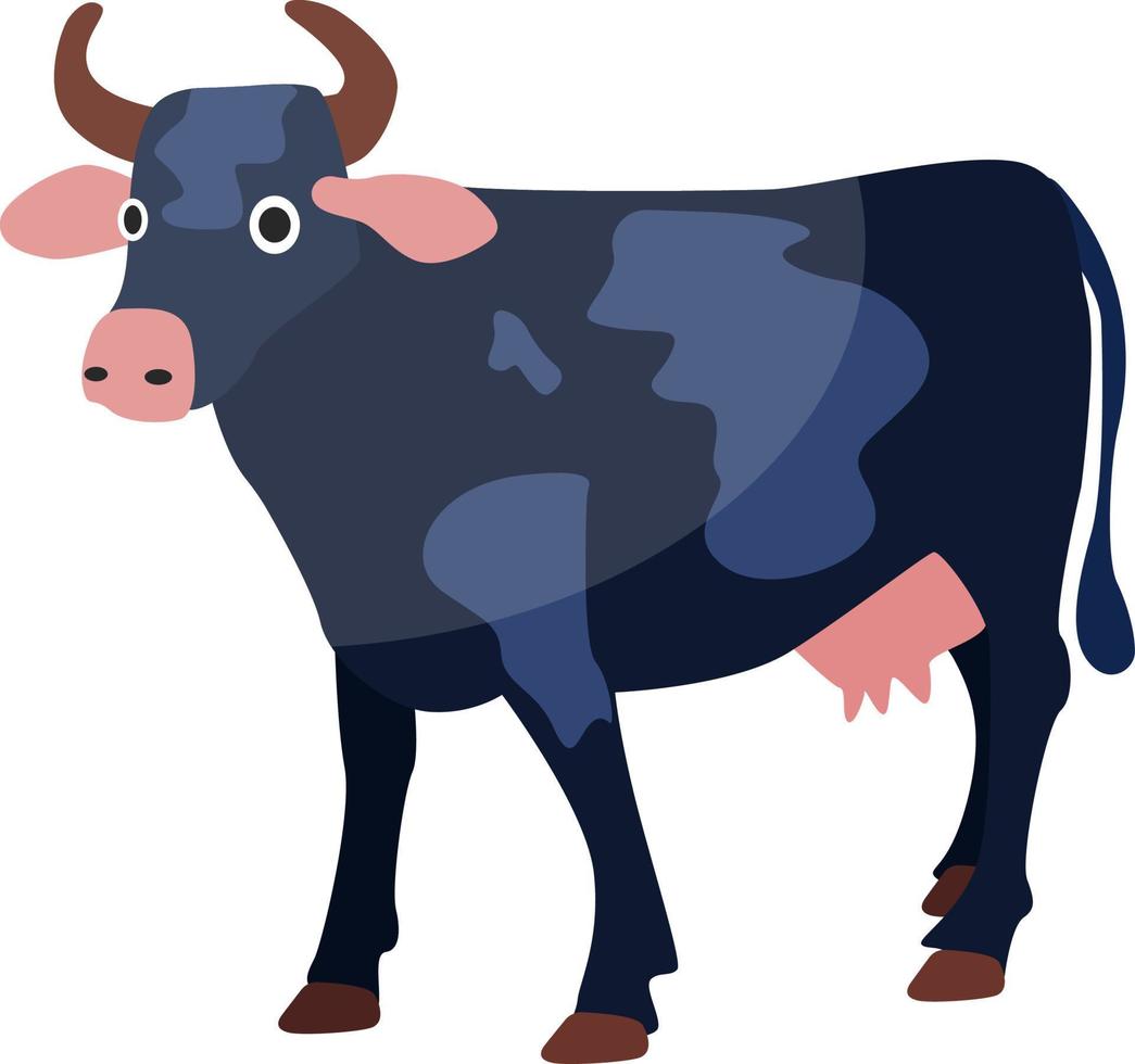 Blue cow, illustration, vector on white background.
