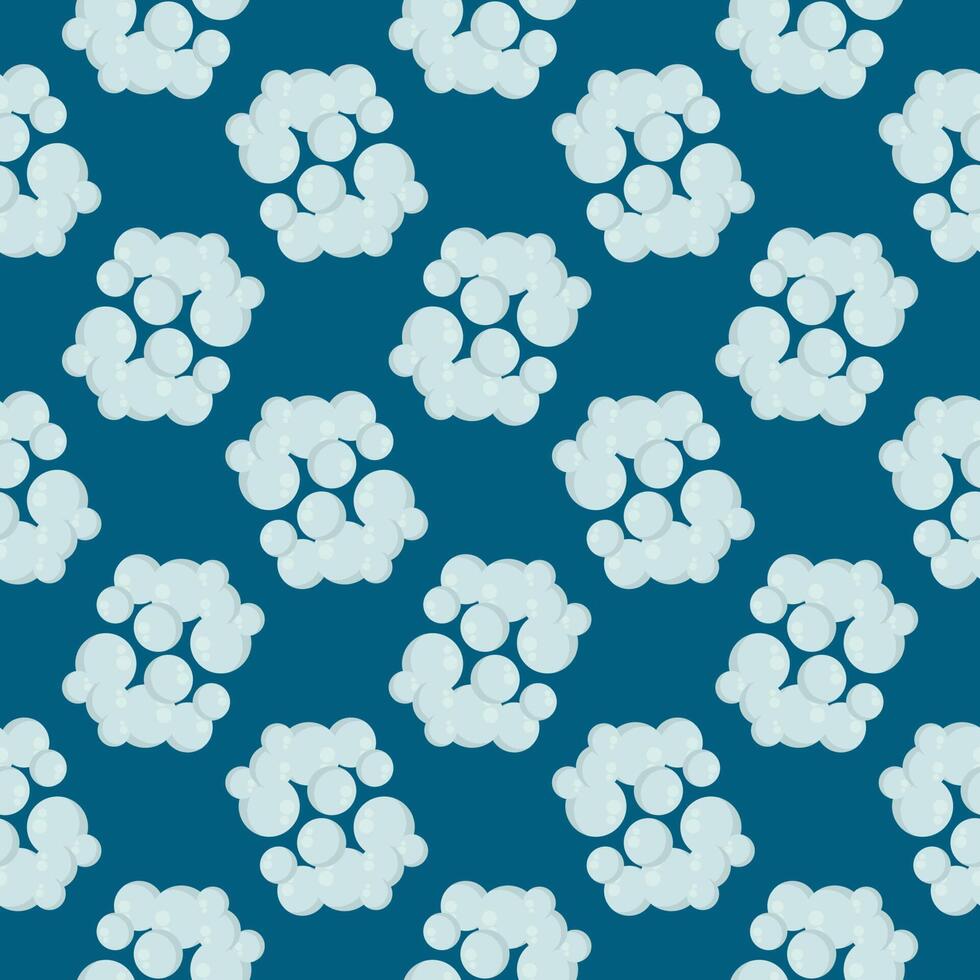 Soap bubbles, seamless pattern on blue background. vector