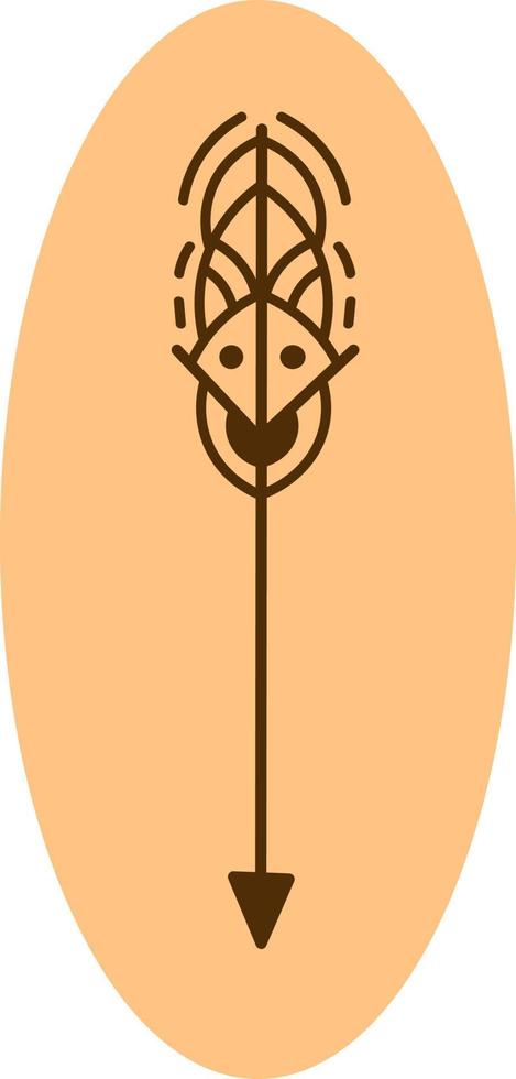 Ornamental arrow, illustration, vector on a white background.