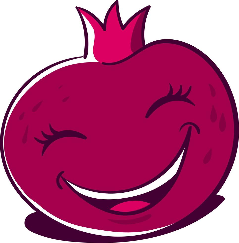 Happy pomegranate, illustration, vector on white background