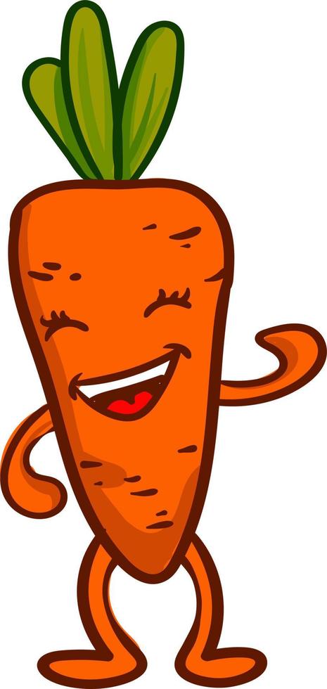 Happy orange carrot, illustration, vector on white background