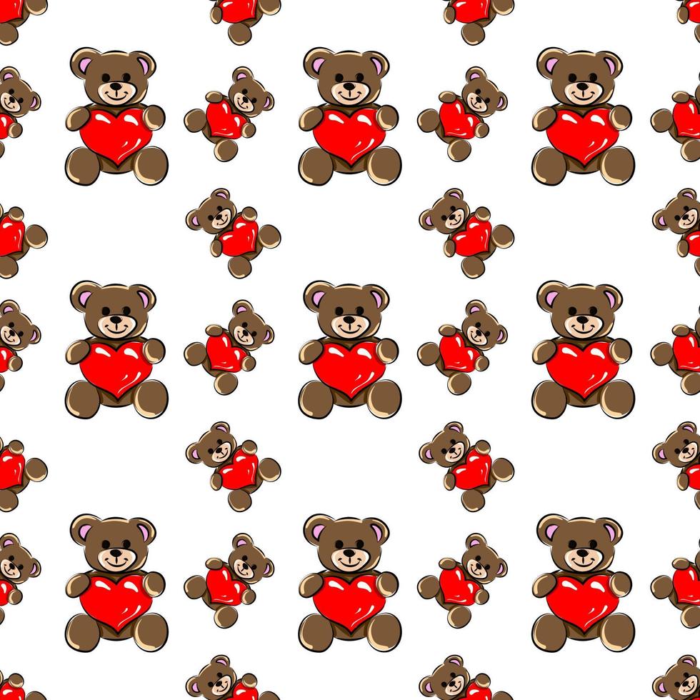 Teddy bear pattern, illustration, vector on white background.