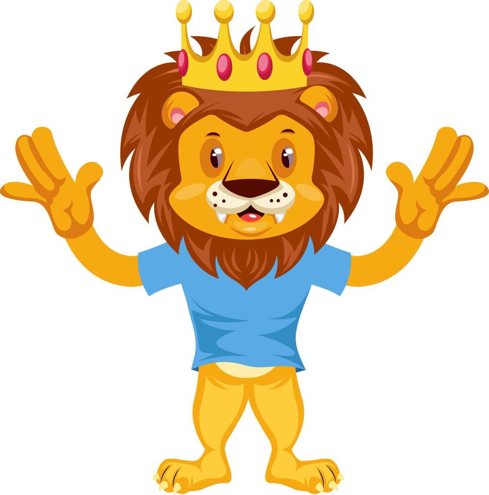 Scared lion, illustration, vector on white background.