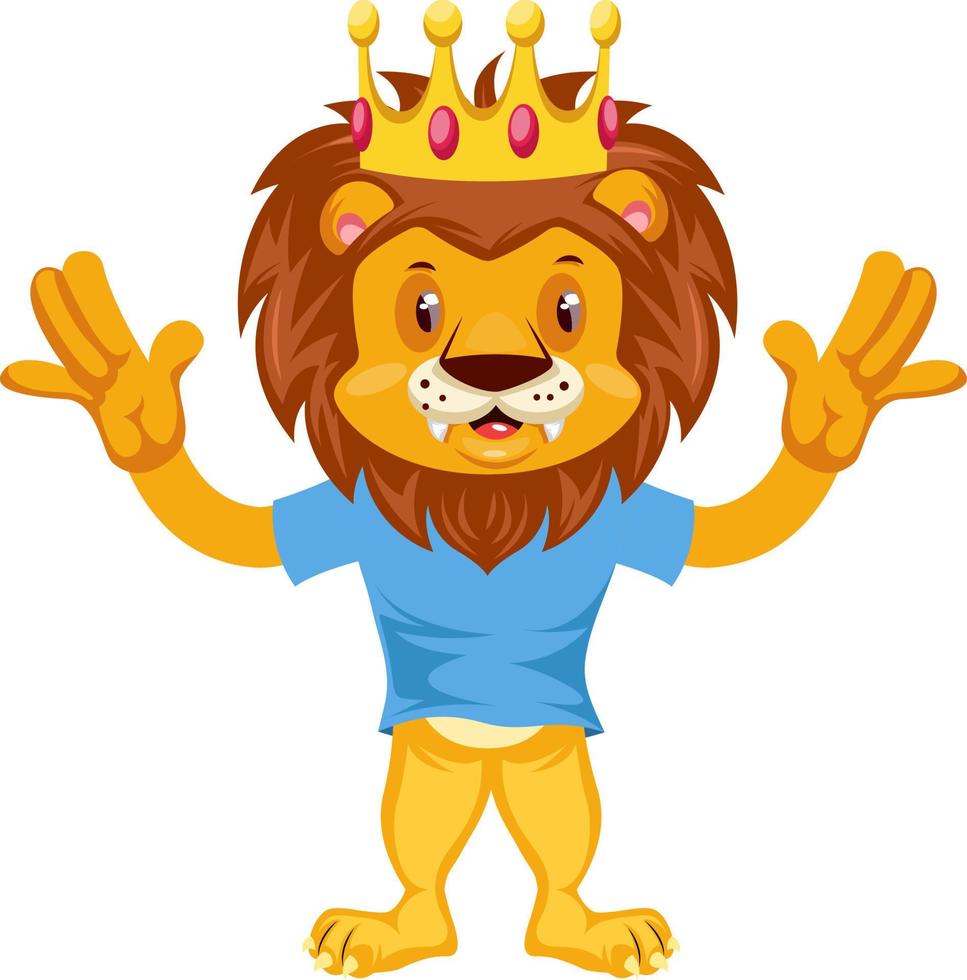 Scared lion, illustration, vector on white background.