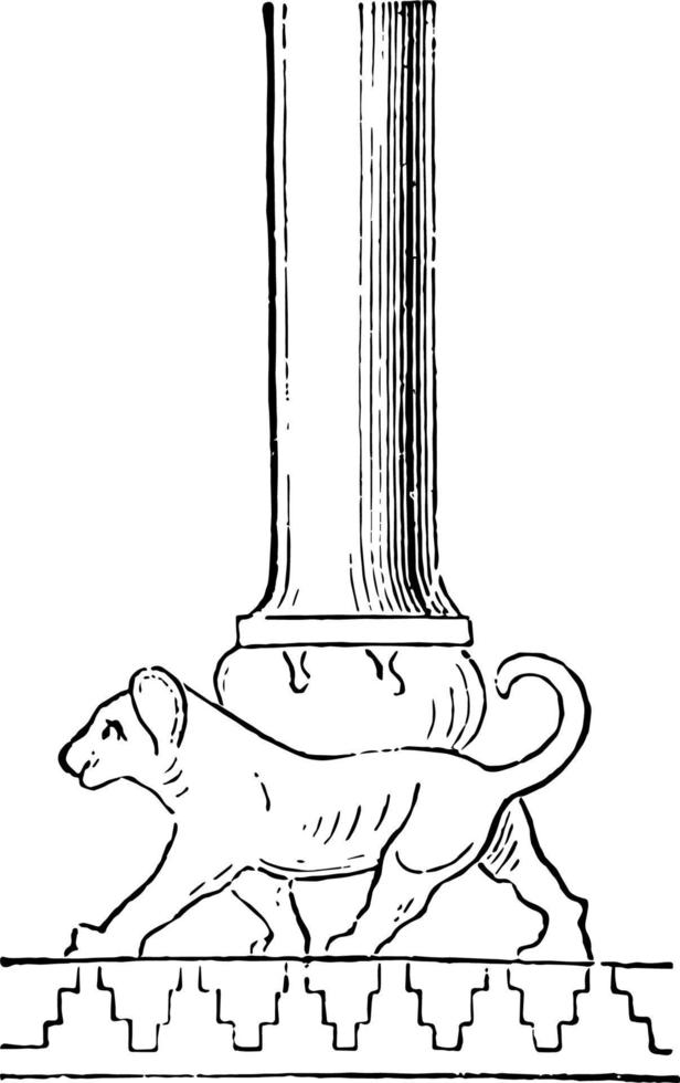 Pillar on a Lion's Back vintage illustration. vector