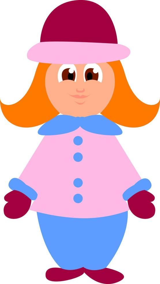 Girl doll, illustration, vector on white background.