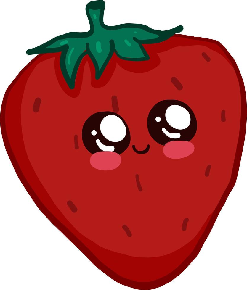 Cute strawberry, illustration, vector on white background