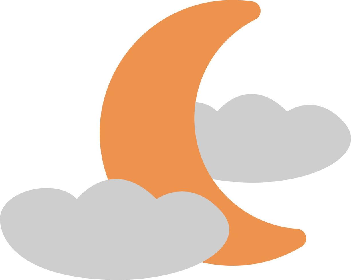 Young moon with clouds, illustration, vector on a white background.