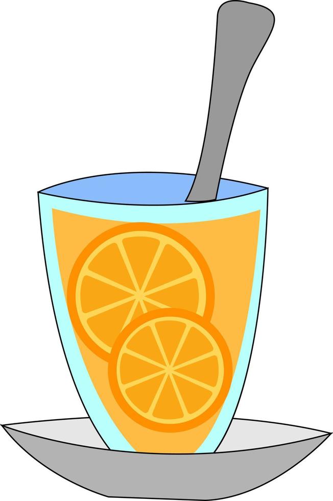 Tea with lemon, illustration, vector on white background.