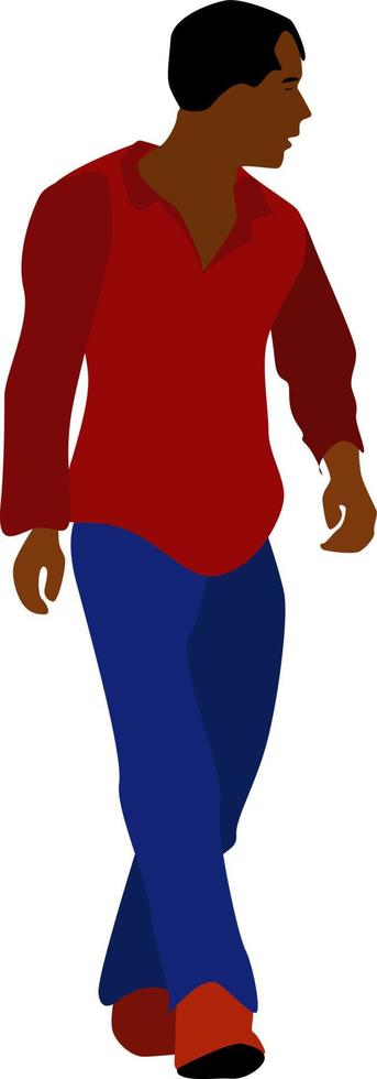 Boy with red shirt, illustration, vector on white background.