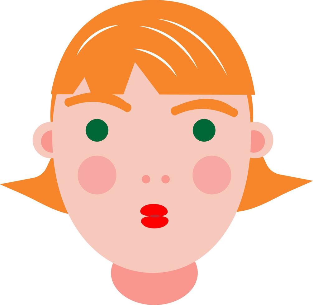 Ginger haired girl, illustration, vector on a white background.