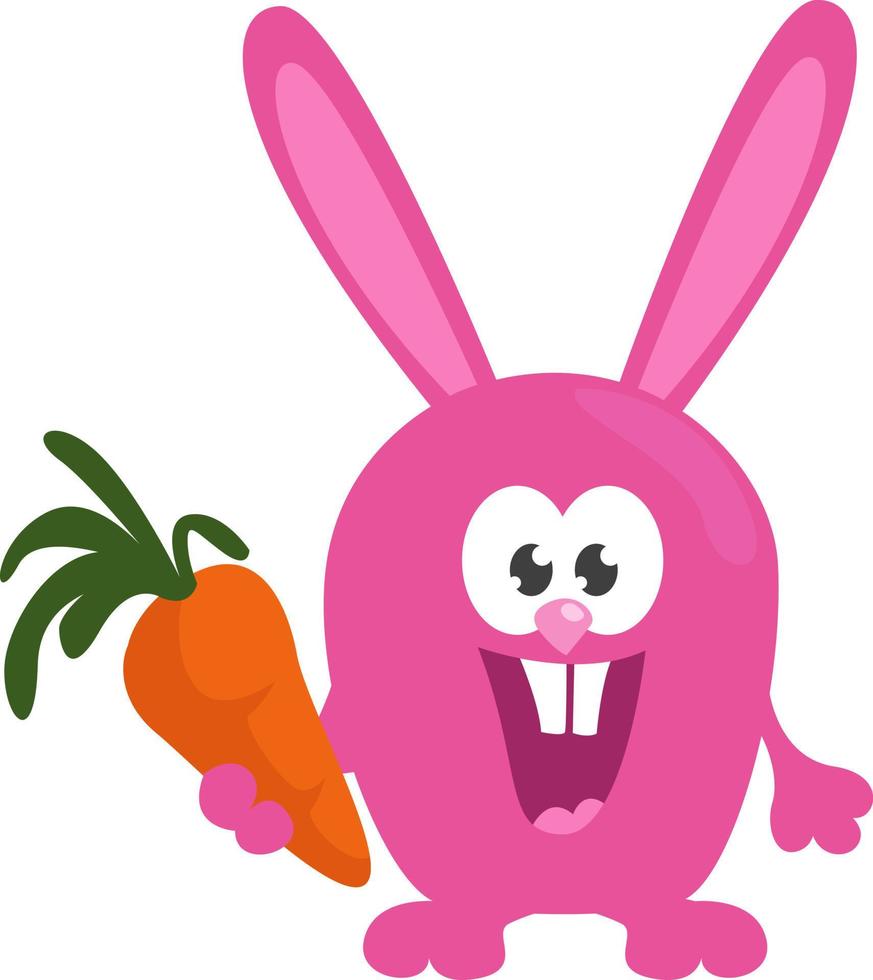 Bunny with a carrot , illustration, vector on white background