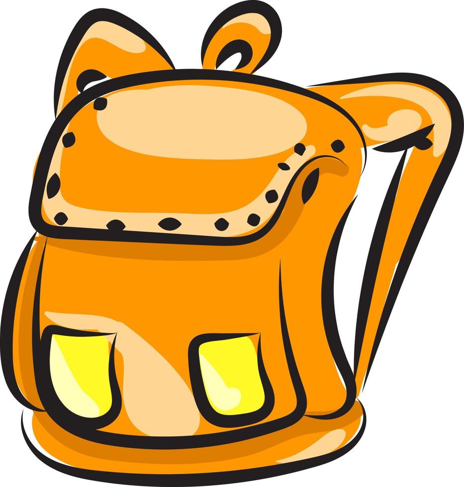 Yellow backpack, illustration, vector on white background.