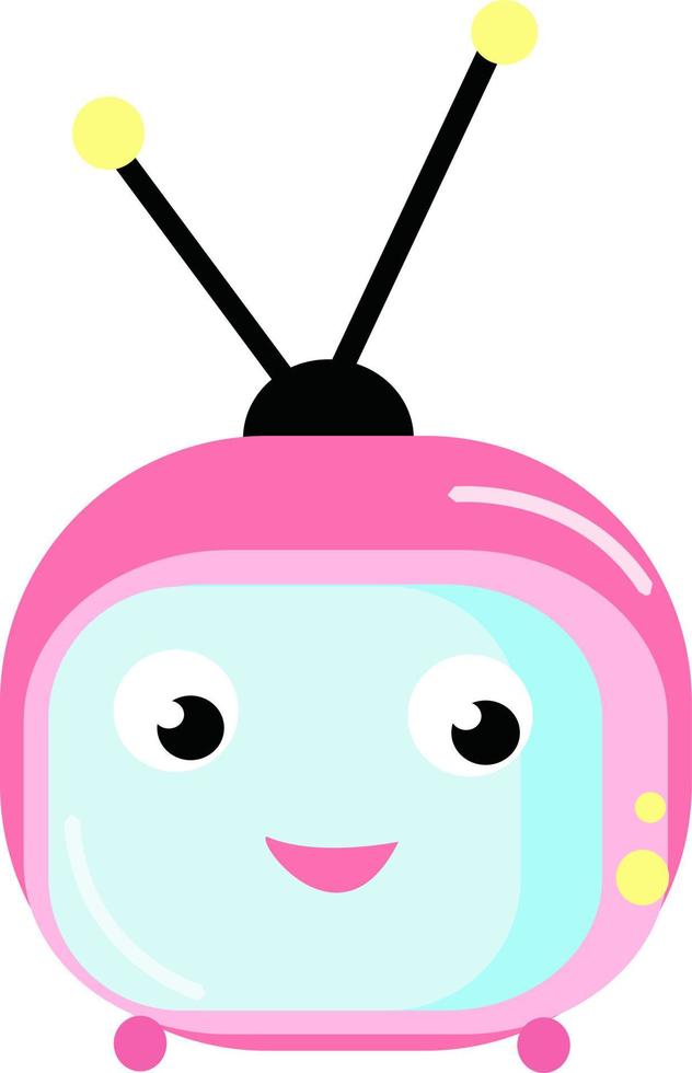 Pink TV, illustration, vector on white background.