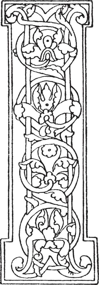 I, Romanesque, vintage illustration vector