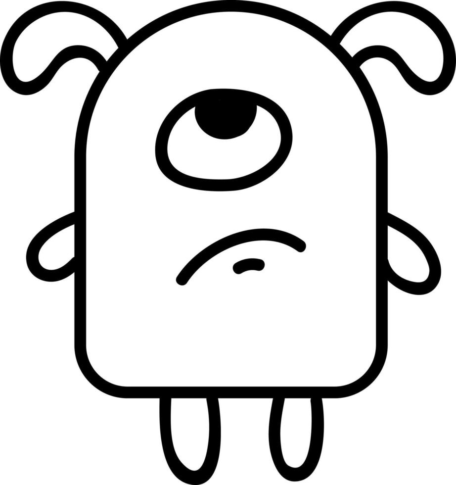 Unhappy little monster, illustration, vector on white background.