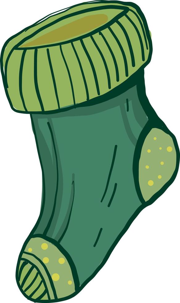 Green sock, illustration, vector on white background