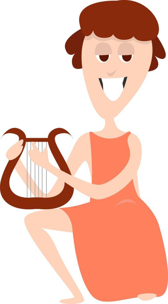 Apollo with harp, illustration, vector on white background