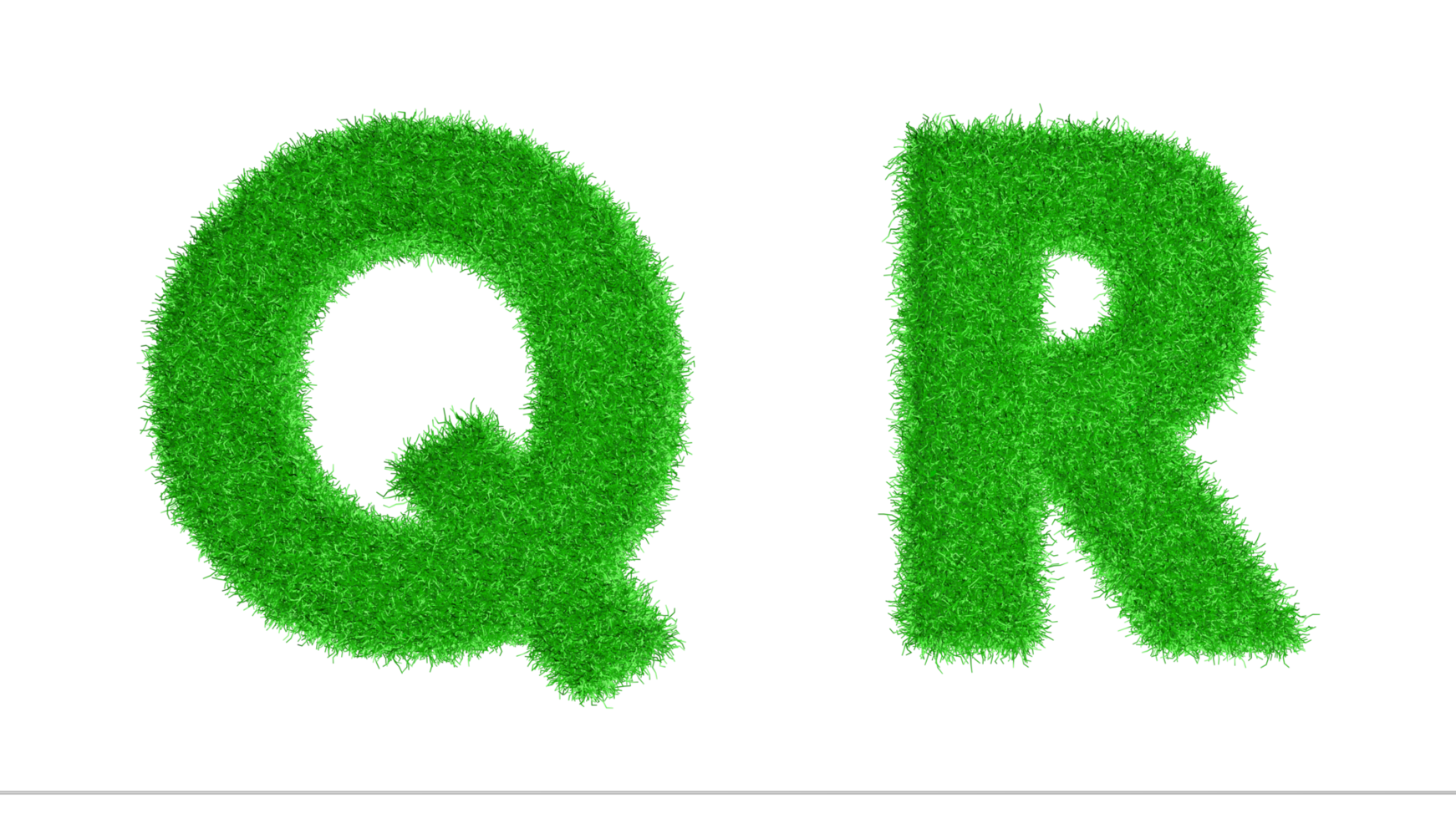 Q R Grass Letters 3D Rendering, Climate Change Awareness Alphabets, Nature png