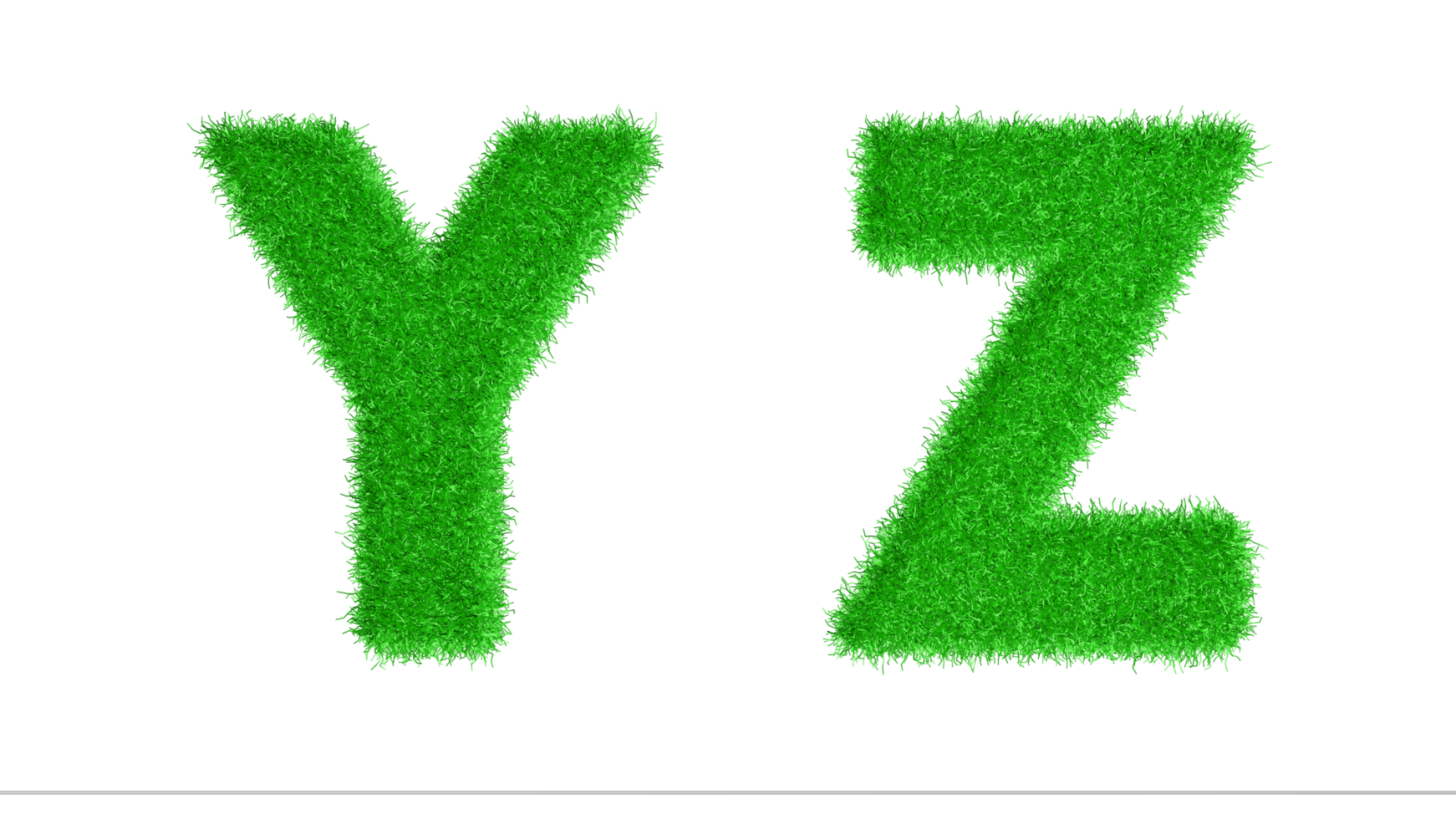 Y Z Grass Letters 3D Rendering, Climate Change Awareness Alphabets, Nature png