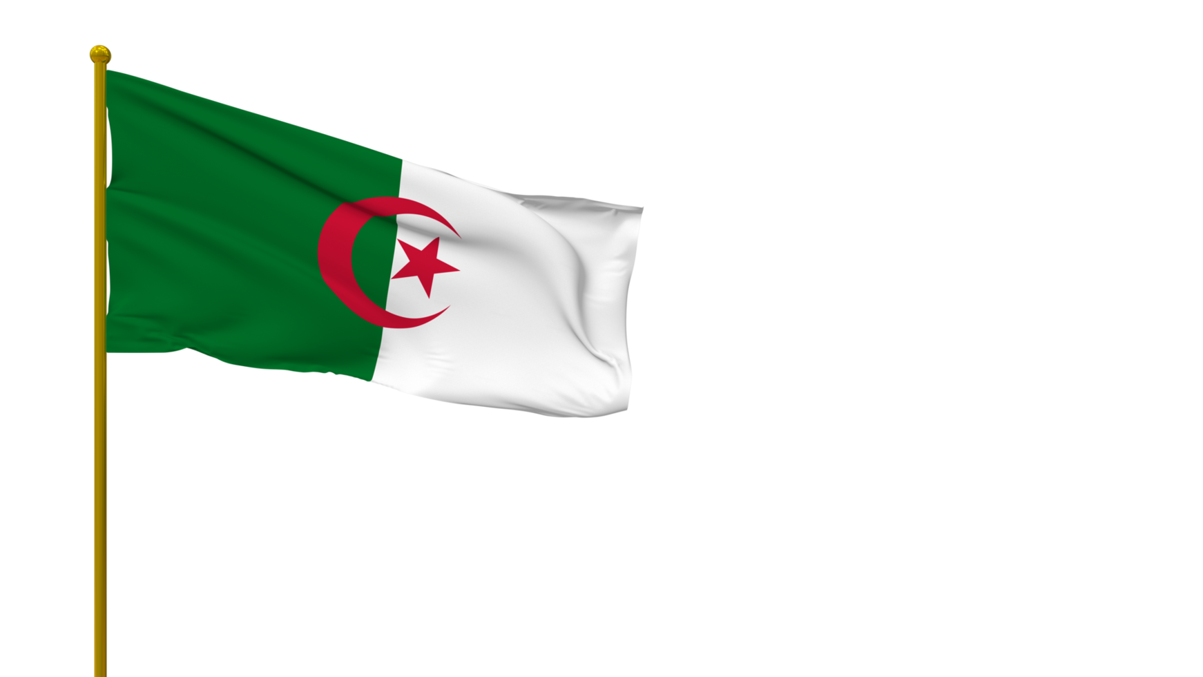 algerien-fahne weht im wind 3d-rendering, nationaltag, unabhängigkeitstag png