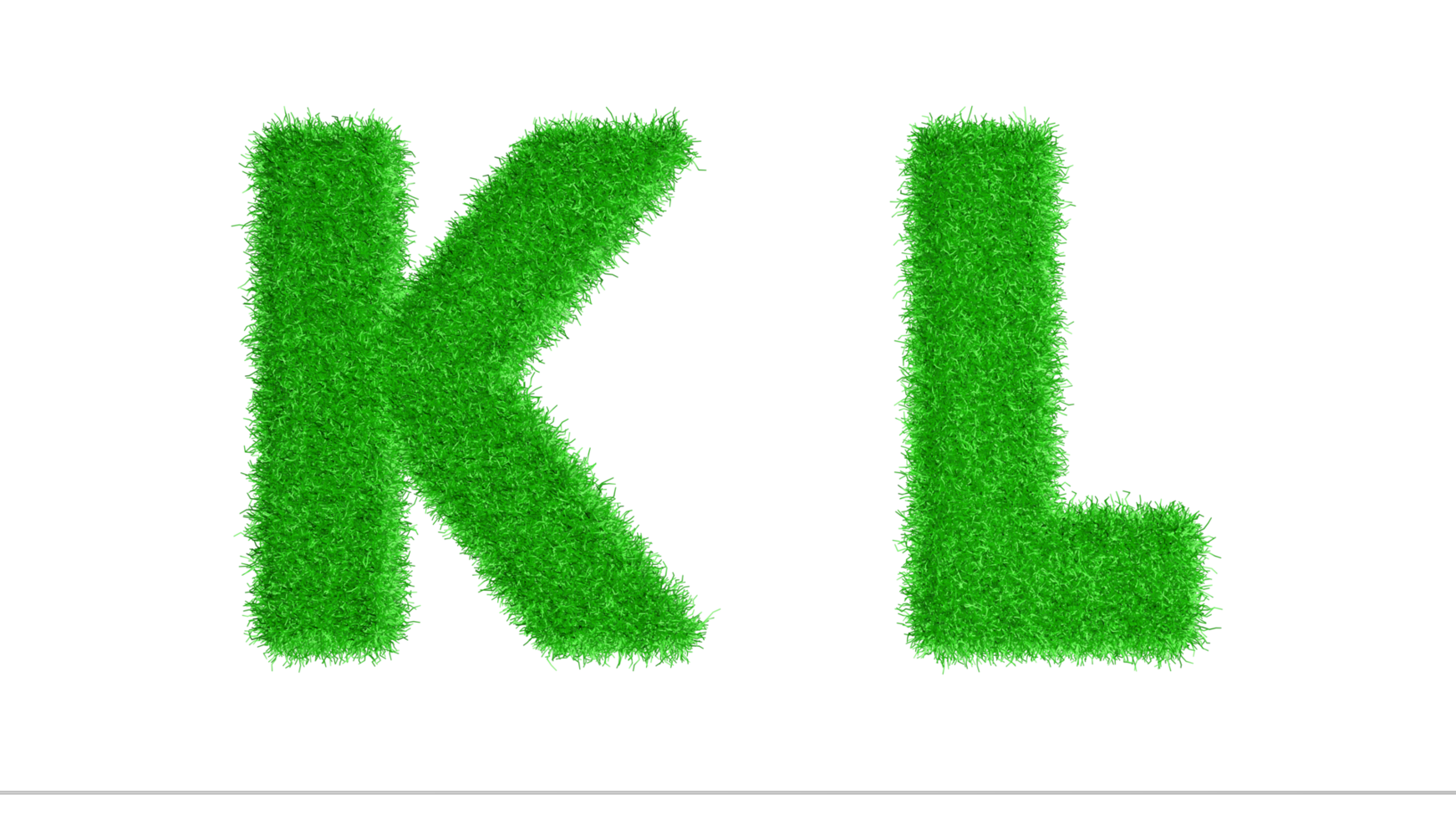 K L Grass Letters 3D Rendering, Climate Change Awareness Alphabets, Nature png