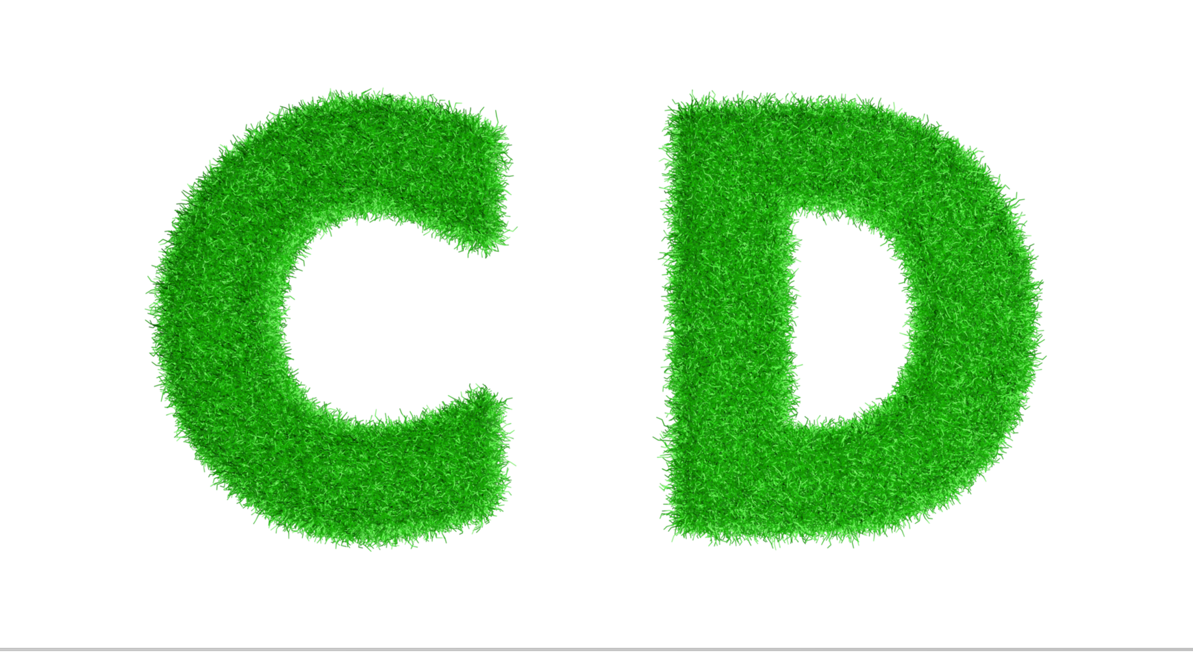 C D Grass Letters 3D Rendering, Climate Change Awareness Alphabets, Nature png