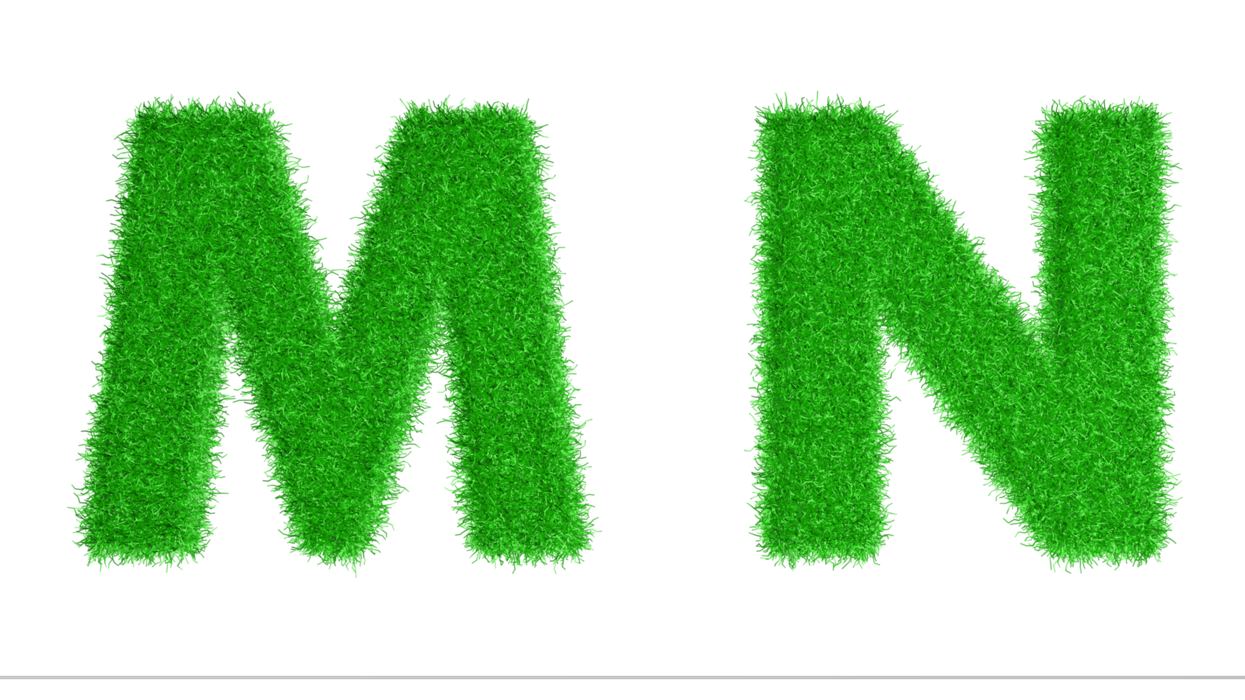 mn letras de hierba representación 3d, alfabetos de concienciación sobre el cambio climático, naturaleza png