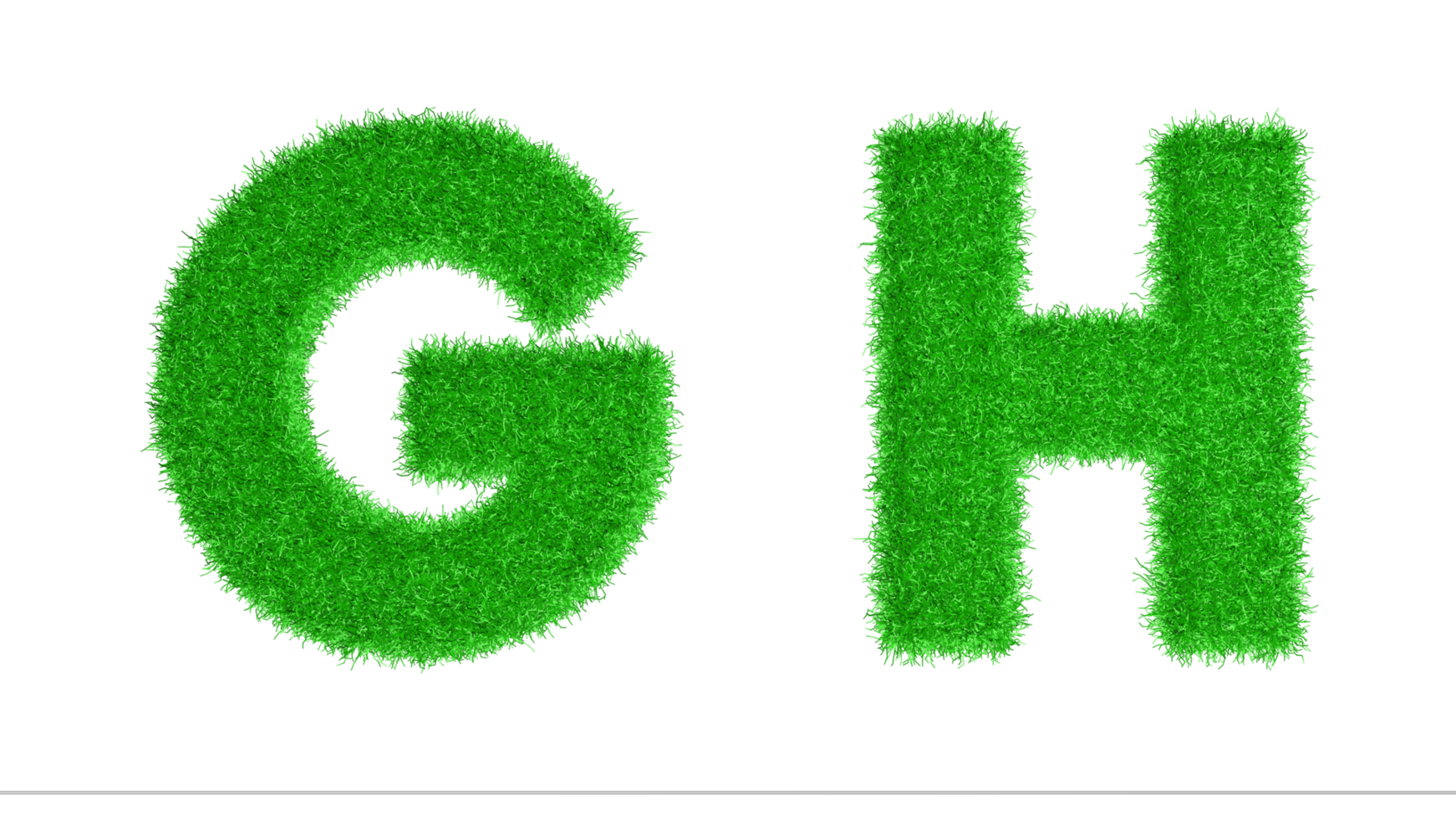 G H Grass Letters 3D Rendering, Climate Change Awareness Alphabets, Nature png