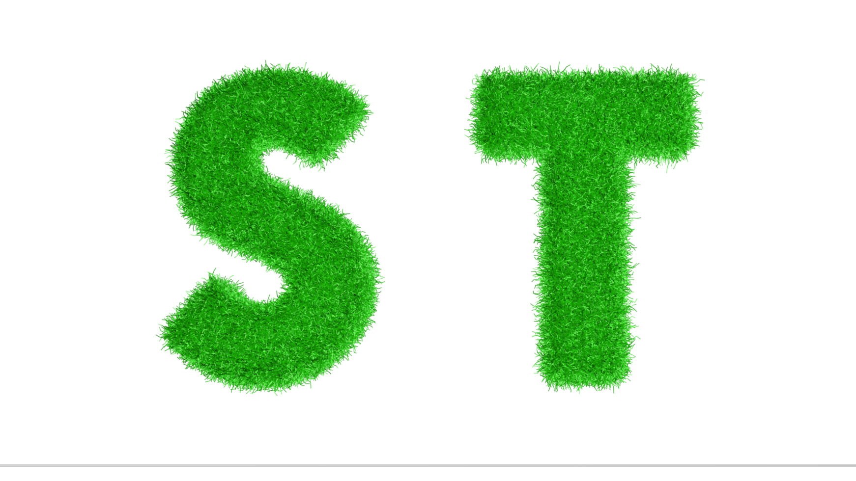 S T Grass Letters 3D Rendering, Climate Change Awareness Alphabets, Nature png