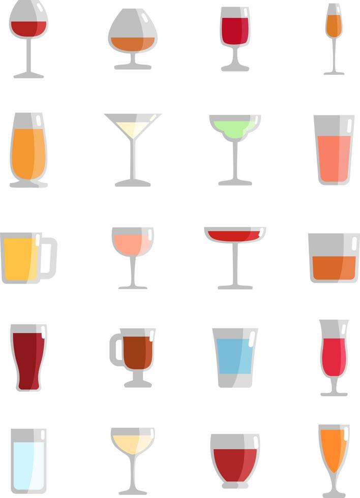Alcoholic beverages, icon illustration, vector on white background