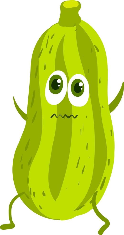 Scared zucchini, illustration, vector on white background.