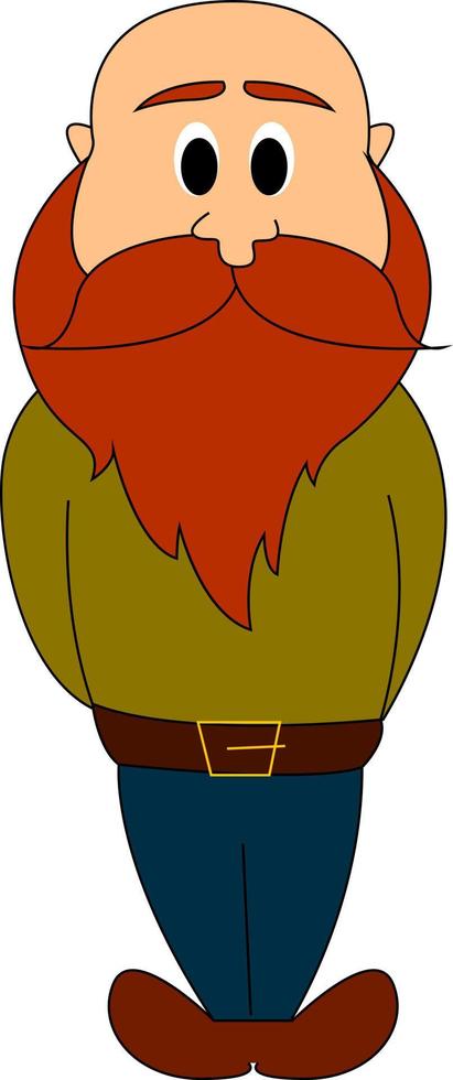 hombre con larga barba roja, ilustración, vector sobre fondo blanco.